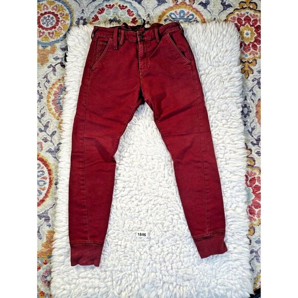 True Religion Other - True Religion SportsWear Mens Denim Joggers 31x29 Dark Red Drawstring + Zip